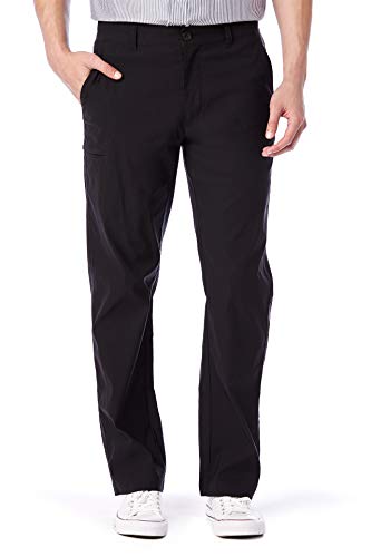 UNIONBAY Men's Rainier Lightweight Comfort Travel Tech Chino Pants, Black, 38x32