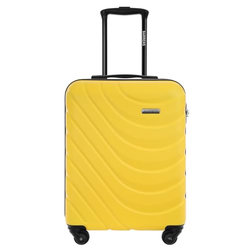 BARRENS Handgepäck 55x40x20 cm Kabinenkoffer | Kabinengepäck | ABS-Material | Chiffrierschloss Reisekoffer | Koffer mit 4 Rollen | Flexibler Griff | Hartschalenkoffer | Airline-kompatibel (Gelb 34 L)