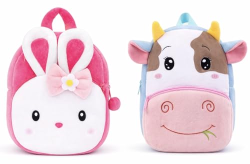 Image of Cartoon Plush Kids School Bag 2-6 Years | Soft Toy Backpack for Boys & Girls | Toddler Nursery Preschool Bag | Lightweight Adjustable Straps