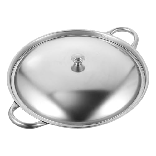 POPETPOP Cacerola de Acero Inoxidable con Doble Asa Resistente y Portátil para Cocina Casa para Saltear y Guisar Inducción