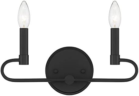 DESIGNERS FOUNTAIN Summit 2 Light Bathroom Vanity Light Fixture, Matte Black, D269C-2B-MB