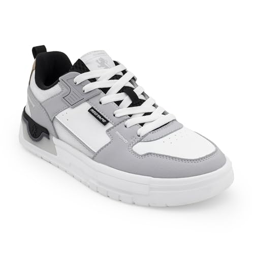Image of Red Tape Men's Sneakers White Grey Pu Mesh Round Toe Lace-Up