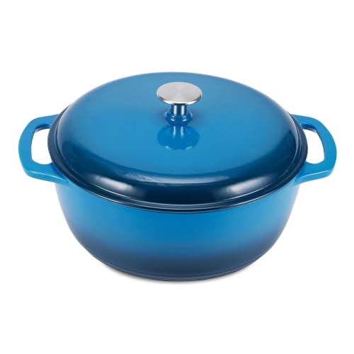 Amazon Basics Enameled Cast Iron Dutch Oven Pot with Lid...