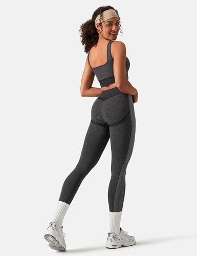 Image of OLCHEE Womens Workout Sets 2 Piece Seamless Square Neck Sports Bra Padded Butt Lifting Leggings High Waist Yoga Gym Outfits