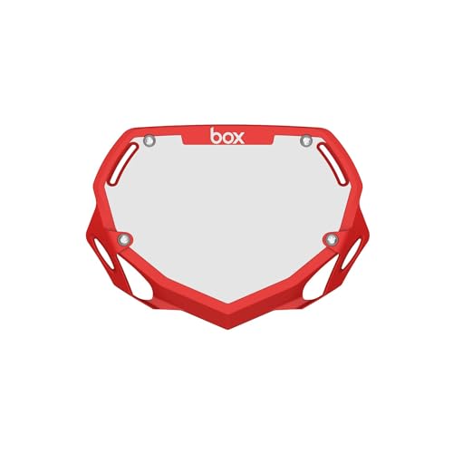 Box Components Two 3D Impact Resistant BMX Bike Number Plate w/Adjustable Straps for Adults, Mini, Strider, Plate Bikes, Bicycle Parts 100% Quality Guaranteed, Small | Red