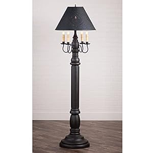 Irvin's Tinware, 9200XTBOR, General James Floor Lamp Americana Black with Textured Black Tin Shade, Primitive Country Distressed Wood Lights Irvins Tinware 9200XTBOR General James Floor Lamp Americana Black with Textured Black Tin Shade Primitive Country Distressed Wood Lights