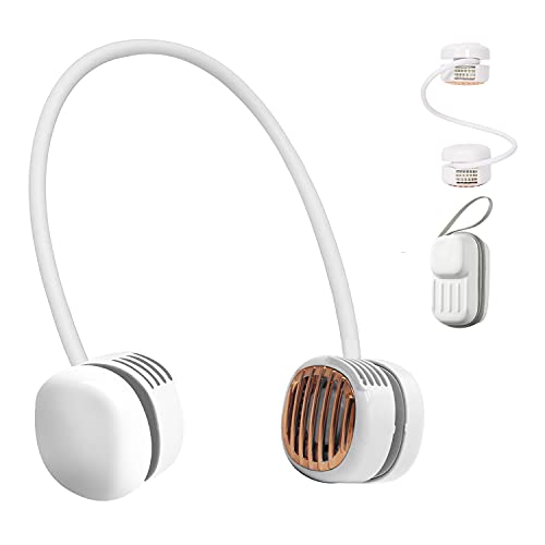 首掛け扇風機 羽根なし 携帯扇風機 収納ケース付きの首掛け扇風機 USBファン 2000mAhバッテリー 3段階風力調節 静音 角度調整自由自在 長時間使用 両手解放 軽量 小型 強力 持ち運び便利 自宅/通勤/通学/スポーツ/運動/レジャー/試合観戦/旅行 冷却 熱中症対策/プレゼント (白い)