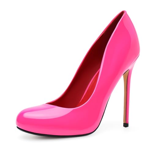Unisex Men's Women's Round Toe High Heels Stiletto Pumps Patent Leather Heels Dress Party Shoes