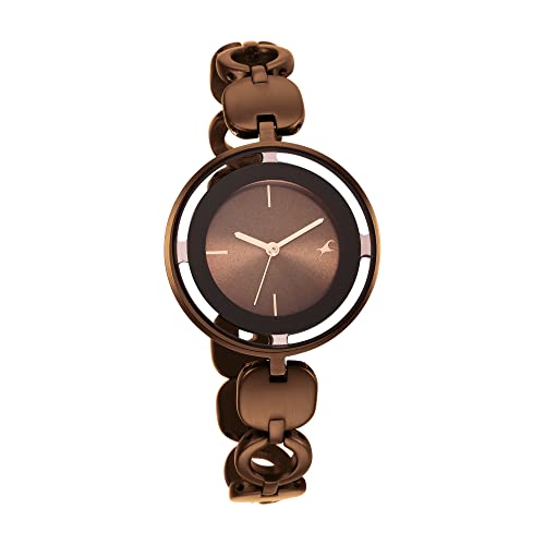 Image of Fastrack Glitch Quartz Analog Brown Dial Brown Metal Strap Watch for Girls - NT6237QM01