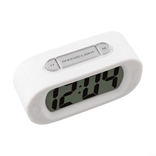 Reloj despertador digital con sonido suave y repetición portátil para un fácil viaje (blanco)