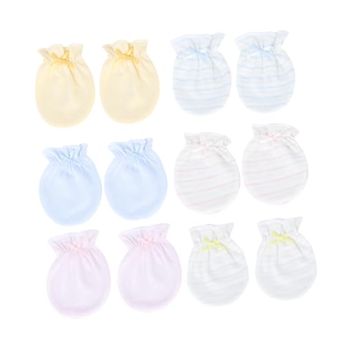 6Pairs Newborn Protection Gloves Soft Pure Cotton Mittens for Scratch Prevention and Hand Warmth for Comfortable and Cozy for Boys