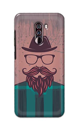 Image of PRINTFIDAA Man Icon with Beard Shirt Hipster Printed Designer Hard Case for Poco F1, Pocophone F1 Back Cover -(e) RPM1001