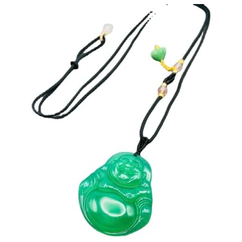 yigedan Jade Jewelry Lucky Laughing Buddha Charm Pendant with Woven Beads Necklace Cover