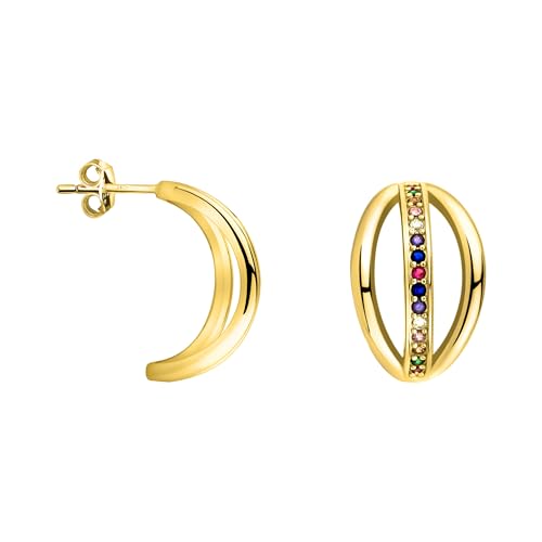 Boucles d'oreilles en argent 925 précieux avec pierre de zircon ovale SOFIA MILANI