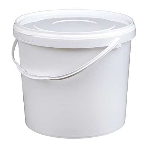 Jerrycanshop - Seau avec couvercle | 10 l | 100% hermétique et liquide | Seau en plastique avec couvercle et poignée adapté pour aliments | Seau vide, rond,...