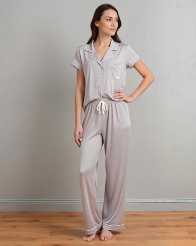 Image of BORN Pajamas for Women Set Button Down, 2 Piece Pajama Sets, Soft Womens Pajama Sets