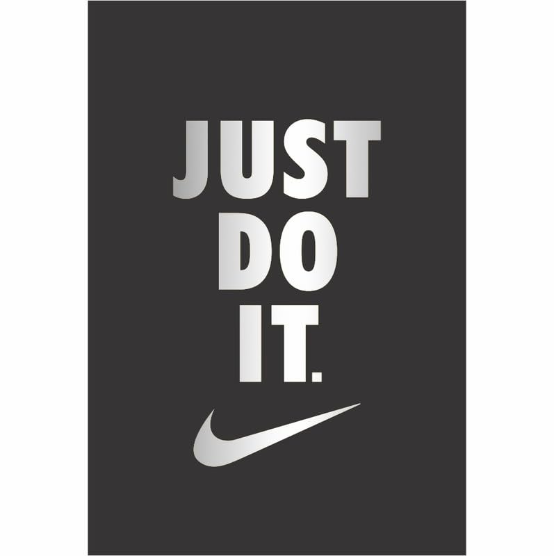 POSTER WALLAH Nike Just Do It Silver Finish Poster for Home Office and Student Room Wall | Aesthetic Poster | Wall Decor JSTDTG (18X12 inch)