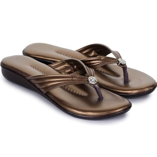 Image of Km Footwear Flat Slipper Sandals for Women Girls Casual Simple and Attractive Flats for Ladies with Padded Bottom