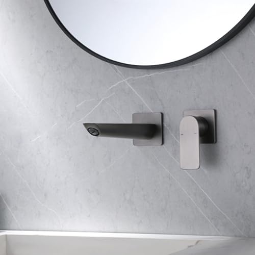 Robinet de lavabo de salle de bain encastré à montage mural en laiton blanc 2 trous
