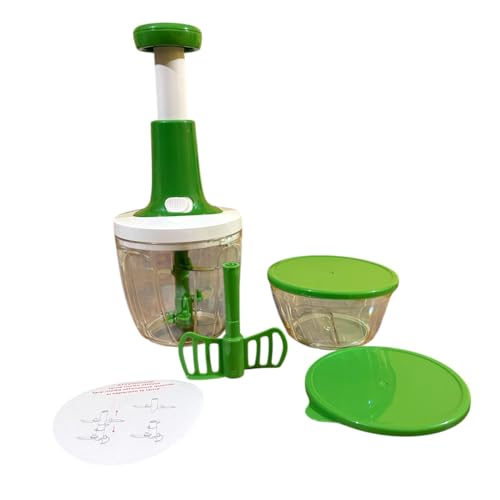 Tritaverdure Manuale a 5 Lame, Verde, con 2 Contenitore Trasparente e Accessori, taglio deciso, Risultato da Professionisti