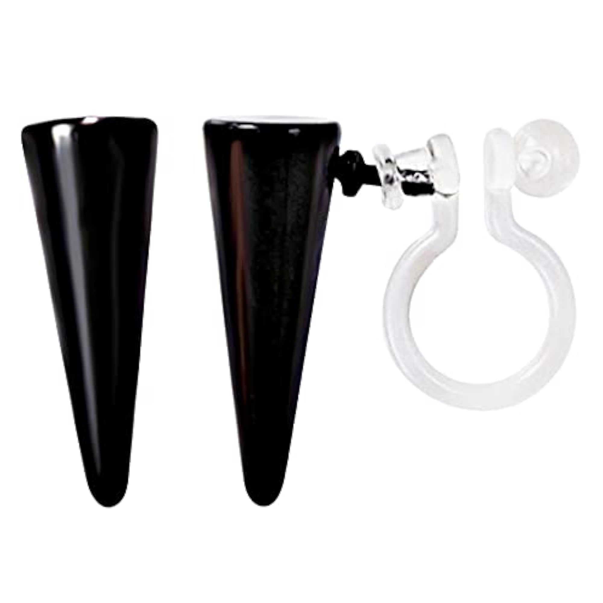 Men's Small Black Spike K-POP Invisible Clip On Stud Earrings