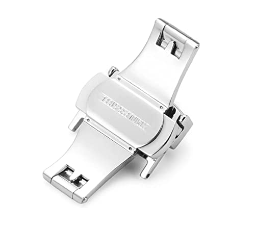Image of 14mm 16mm 18mm 20mm 22mm Butterfly Push Type Stainless Steel Silver Rose Golden Black Deployment Buckle Clasp Fits Leather Rubber Watch Band Strap