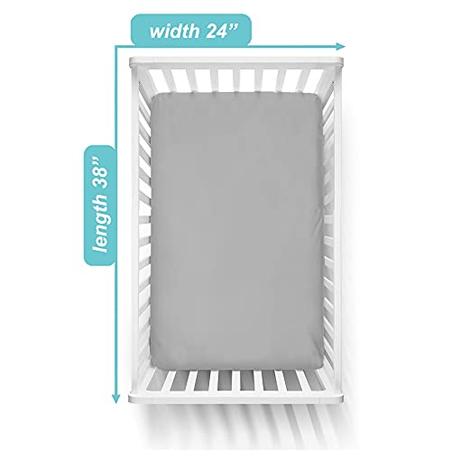 American Baby Company 100% Natural Cotton Fitted Mini Crib Sheet 38" x 24" - Soft & Breathable Small Nesting Portable Crib Sheet, Fits Pack N Play Mattresses, Ash Gray, for Boys & Girls