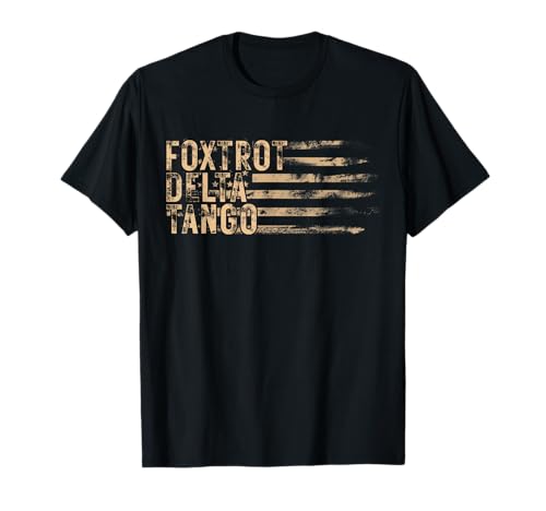 Foxtrots Delta Tangos Funny Foxtrot Delta Tango USA Flag T-Shirt