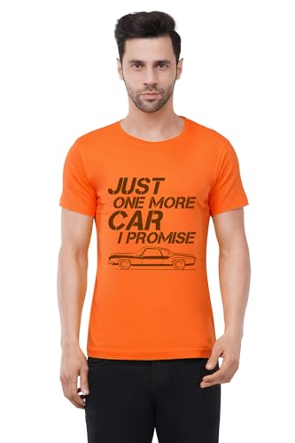 Image of Caseria Men's Cotton Printed T-Shirt -Just One More Car | 100% Cotton | Half Sleeves | Regular Fit | Printed | Round Neck | Graphic T Shirt