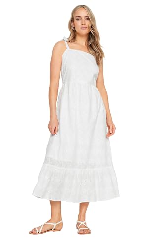 Image of Long Tall Sally - LTS Tall Floral Broderie Anglaise Cotton Maxi Sundress - Women's White