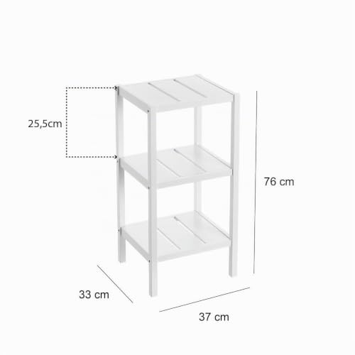 Miniatura 3 de Estantería De 3 Baldas Minimalista Blanca De Madera Para Baño Vitta - Lolahome