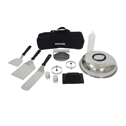 sweeek - Pack Accessoires Barbecue. plancha. brasero 11 pièces. avec Sac de Transport Noir
