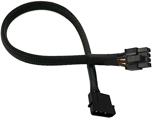 Molex IDE 4 Pin Male to PCIe 8(6+2) Pin Male Converter Adapter Power Cable 16 AWG Braided Sleeved 20 inches TeamProfitcom