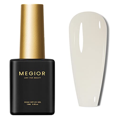 Megior Milky White Gel Nail Polish 15Ml Jelly Gel Polish Translucent Nail Soak Off Uv Nail Polish Neutral Nail Polish Gel For Nail Art Manicure At Home 0.5 Oz #TOP14