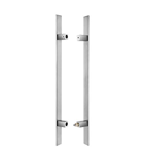 48Inch/1200Mm Square Door Pull Handles Square Solid Standoffs Heavy-Duty Commercial Grade-304 Stainless Steel Modern L Interior Exterior Door Pull Push Glass And Barn Door Handle Brushed Finish #TOP6