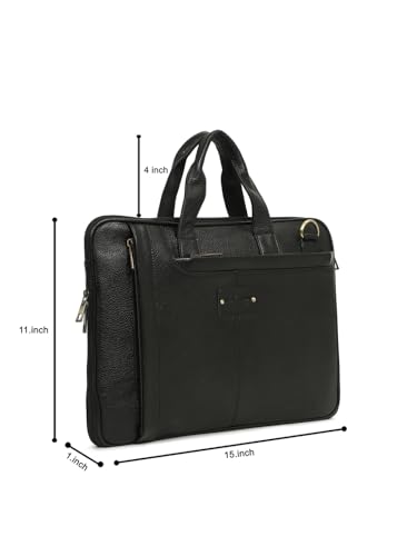 Image of TEAKWOOD LEATHERS Unisex Genuine Leather Textured Laptop Bag | Stylish & Durable Office Bag | Spacious & Elegant Business Messenger Bag for Men & Women