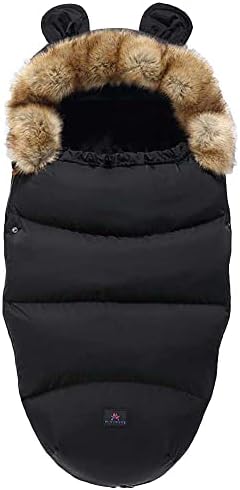 MEIRY Stroller Footmuff Universal Baby Bunting Bags（Delivered in 14 Days）, Winter Thicken Warm Pram Footmuffs, Baby Swaddle Blanket, Weatherproof Sleeping Bag for Pushchairs, 0-36 Months (Black)