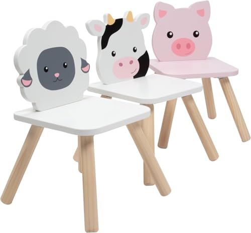 Kids-Wooden-Animal-Table-Chair-Set-w-4-Seats-Cow-Pig-Sheep-Plus-Adult-Stool-for-Arts-Crafts-Dining-Pretend-Play-Durable-Playroom-Furniture-for-Home-Daycare-Classroom-Toddler-Children-Gift Kids Wooden Animal Table Chair Set w 4 Seats Cow Pig Sheep Plus Adult Stool for Arts Crafts Dining Pretend Play Durable Playroom Furniture for Home Daycare Classroom Toddler Children Gift