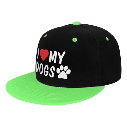 I Love My Dog Paw Flat Brim Hat Kids Fashion Hip Hop Style Contrast Color Snapback Hat Red2