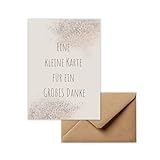 papello 1x Dankeskarten mit Umschlag – Karte danke Karte DIN A6, Dankeschön Karten mit Text „Eine kleine Karte für ein großes Danke“ beige-braun