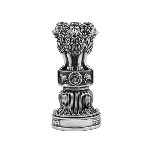 Image of Artarium Handcrafted Ashoka Stambha Stoop Idol Ashok Statue Showpiece for Home Decor Advocate Table Showpiece Corporate Gifting (6 Inch, Silver)