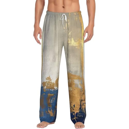 Pantalon de pyjama pour homme imprimé doré bleu blanc vêtements de nuit