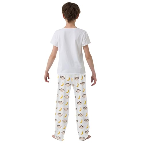 ZZXXB Lovely Monkey Banana Boys Long Pants Soft Trousers Elastic Waist Kids Lounge Bottoms with Pockets S-XL3