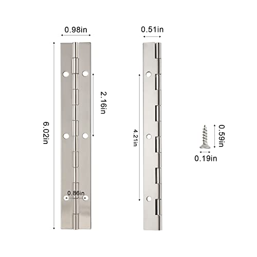 Kinbom 4Pcs 6 Inch Piano Hinge For Cabinet, Continuous Hinge Heavy Duty Piano Hinge With Holes And Screws For Cabinet Door Window (Silver) #TOP1
