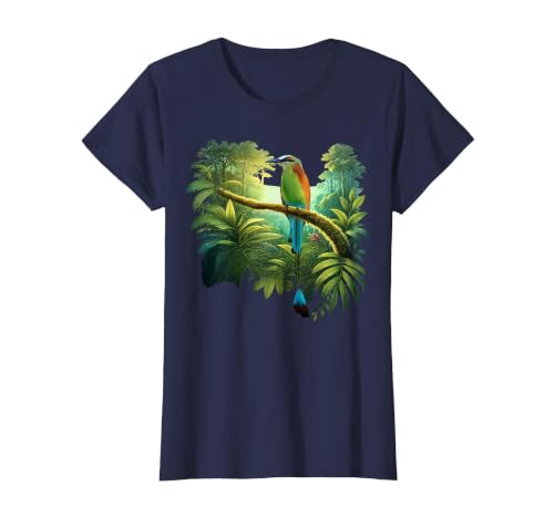 El Salvador Torogoz National Bird Salvadorian Pupusas Flag T-Shirt, Women, Navy Blue, Small