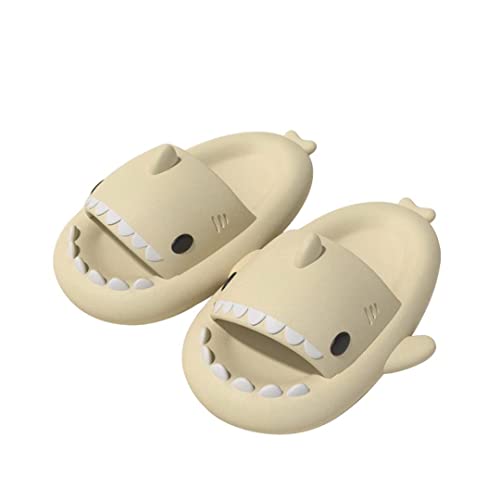 Pantoufles De Requin, Shark Cloud Slippers, Pantoufles Maison pour Unisexes, Chaussons de Piscine Été, Plage Bout Ouvert Claquettes, Antidérapante Shark Slides Slippers (beige,36-37) Cover