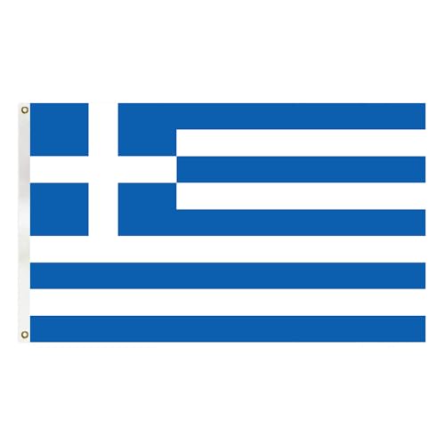 GSYLPFT Greece Flags for Outside 3x5 Greek Flag Outdoor Vivid Color Fade Resistant Double Stitched Greece flag with Brass Grommets