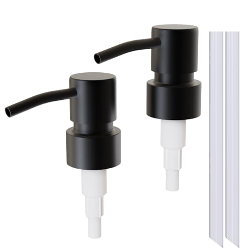 2Pack Black Stainless Steel Soap and Lotion Dispenser Pumps,Soap Dispenser Head Replacement Spare for Regular Bottle Mouth