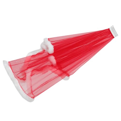FRCOLOR Velo Rojo Corto de Doble Capa con Bordes Esponjosos para Bodas