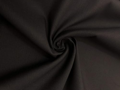 Tissu 100 % coton extensible violet foncé VERCELLI à motifs plaids marrons de 147 cm